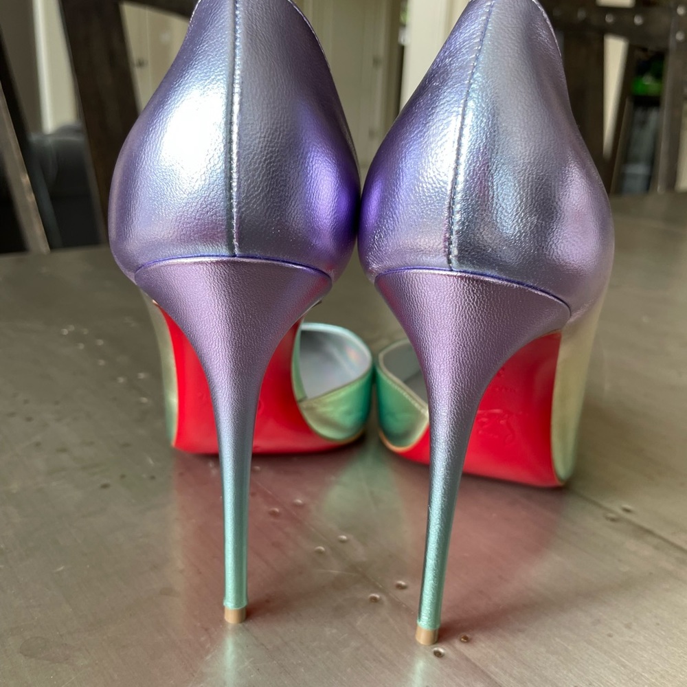 christian louboutin iriza 100mm stiletto sz 38.5 licorne silver iridescent - Picture 11 of 11